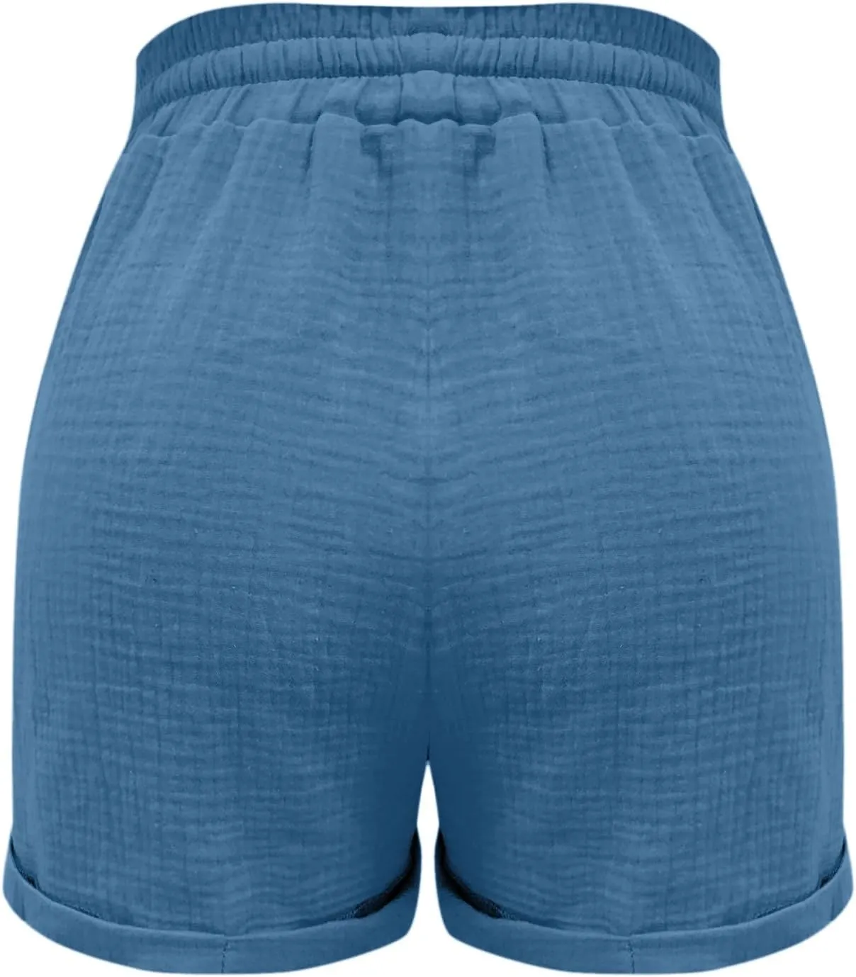 Linen Shorts for Women Plus Size Summer Trendy 2024 Self Tie Waist Casual Shorts Loose Drawstring Beach Shorts with Pockets