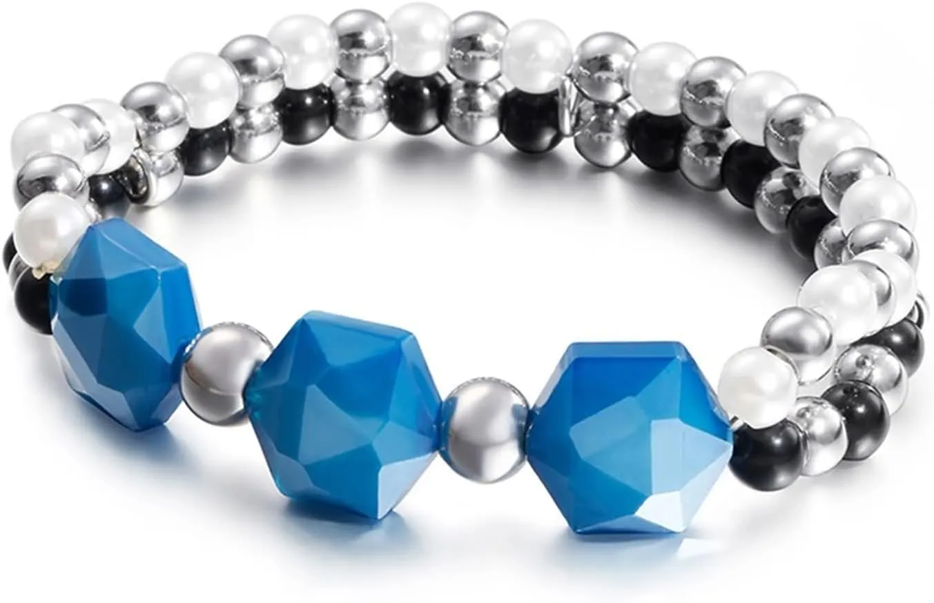 Link Bracelets for Women, Link Chain Bracelet Double Layer Bead Chain Stainless Steel