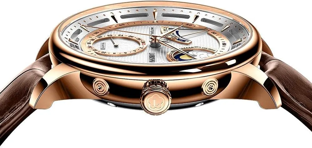 LOBINNI Men's Moon Phase Mechanical Automatic Watch Waterproof Wrist Dress Fashion Luxury Watches for Men