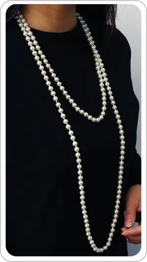 Long Pearl Necklaces for Women 70" Pearl Necklace Chunky Bead Layered Pearl Necklace Faux Pearl Dangle Necklace Wedding Bridal 1920s Gatsby Costume Jewelry Gifts