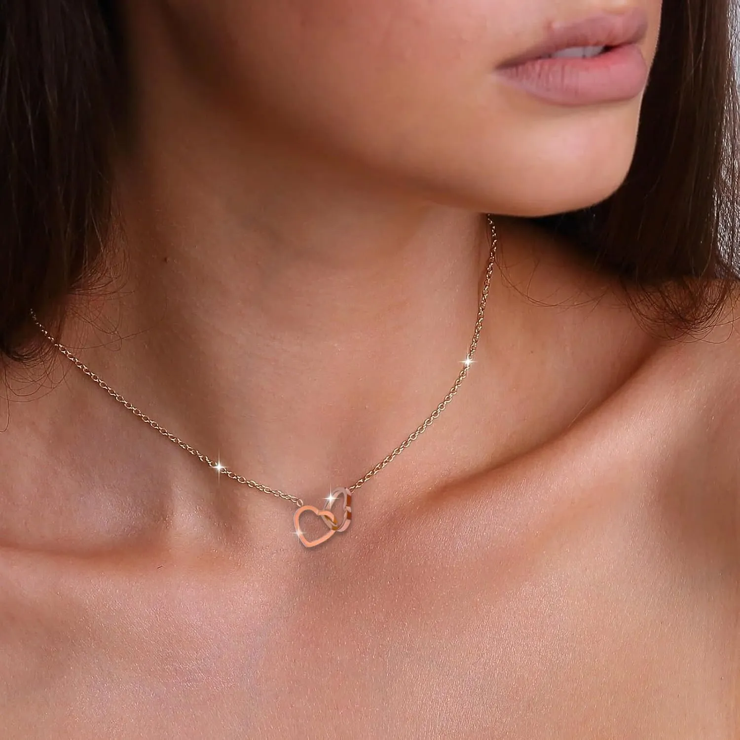 Love Word Necklace for Women Full Diamonds Dainty Necklace Rose Gold Plated Love Pendant Necklace with White CZ Elegant Women Jewelry Gift for Anniversaries & Valentine Day