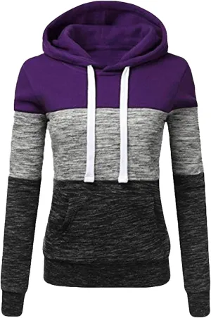 LRMQS Womens Hoodies Color Block Drawstring Hoodie Pullover Casual Winter Fall Fashion 2024 Loose Fit Sweatshirt Clothes