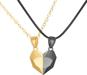 Lucare Heart Couples Pendants Exquisite Magnetic Matching Two Souls One Heart Pendant Necklaces compatible with Anniversary
