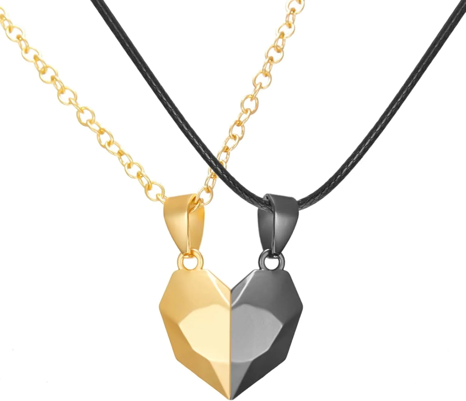 Lucare Heart Couples Pendants Exquisite Magnetic Matching Two Souls One Heart Pendant Necklaces compatible with Anniversary