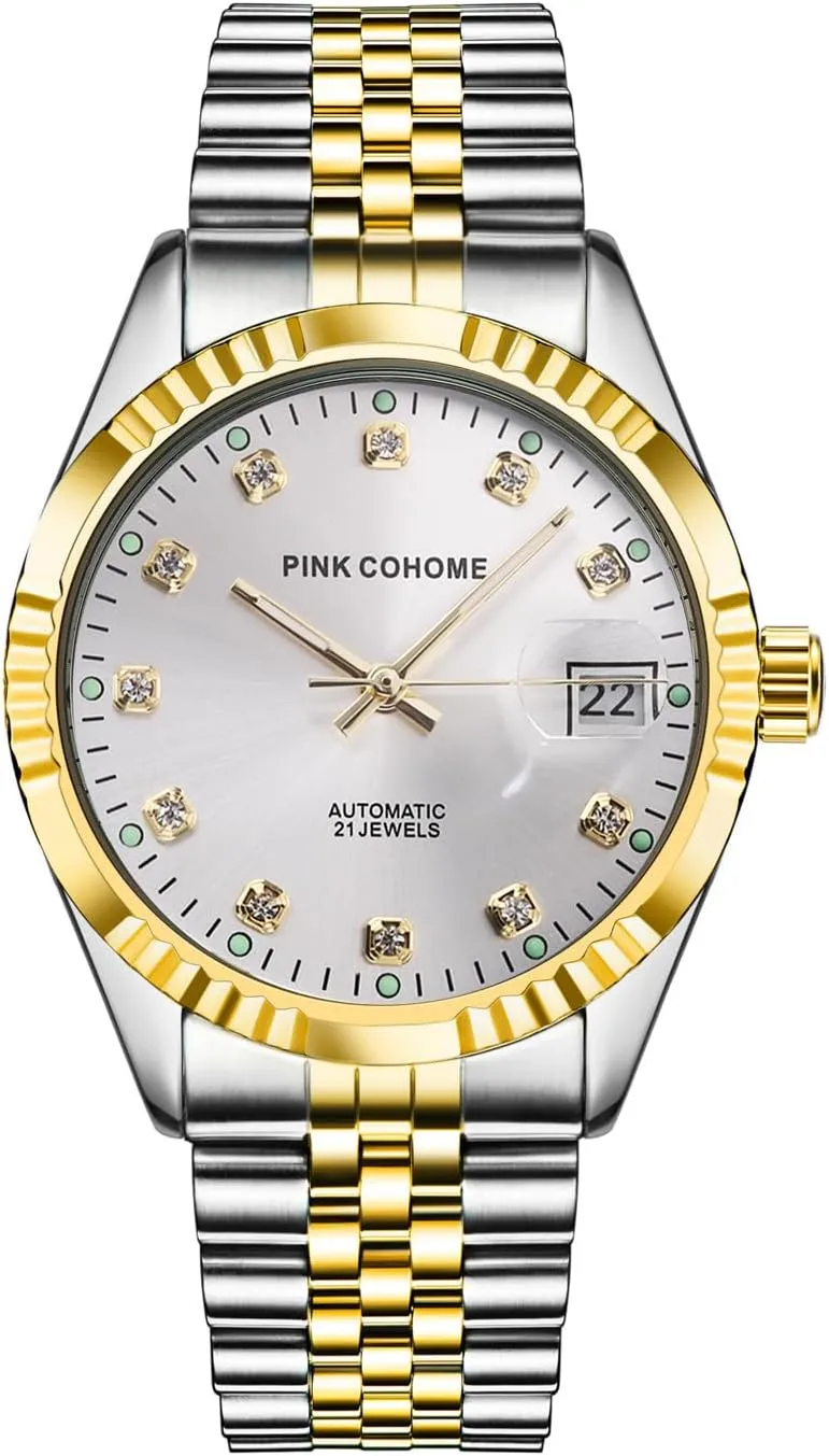 Luxury Steel Fashion Diamond Mechanical Watches Automatic Movement Watch 38mm Men's Wrist Watch with Luminous Waterproof Date