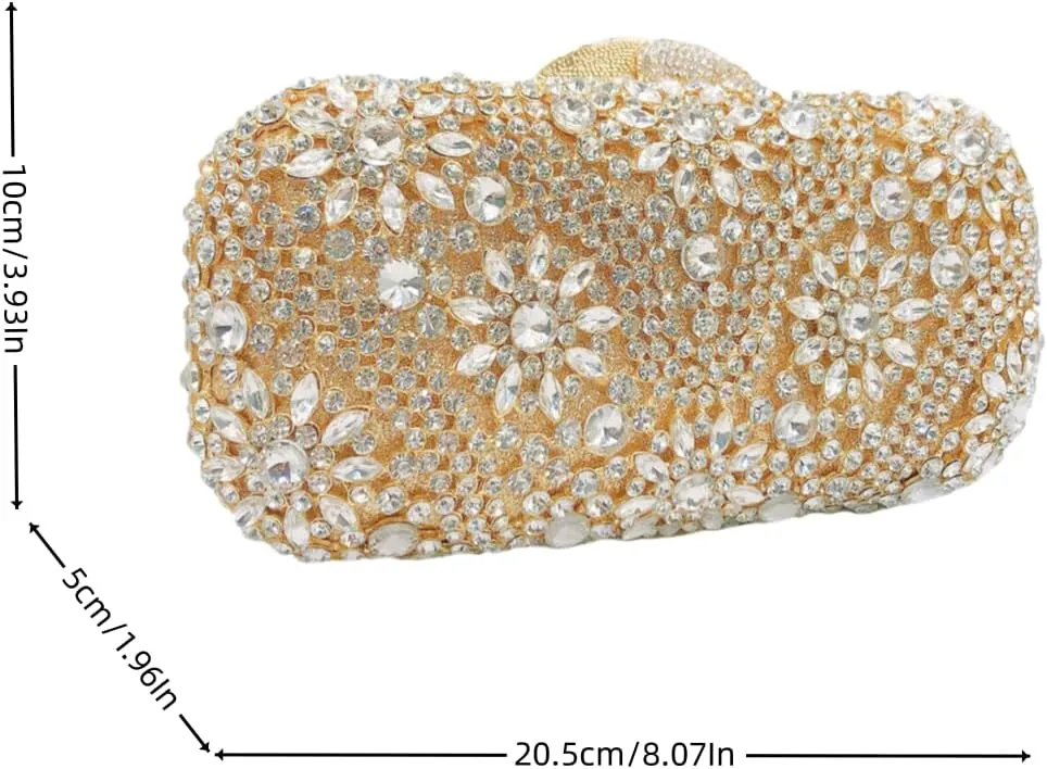 Luxury Women Rhinestone Clutch Sparkly Crystal Evening Handbag for Wedding Party Cocktail Prom Purse