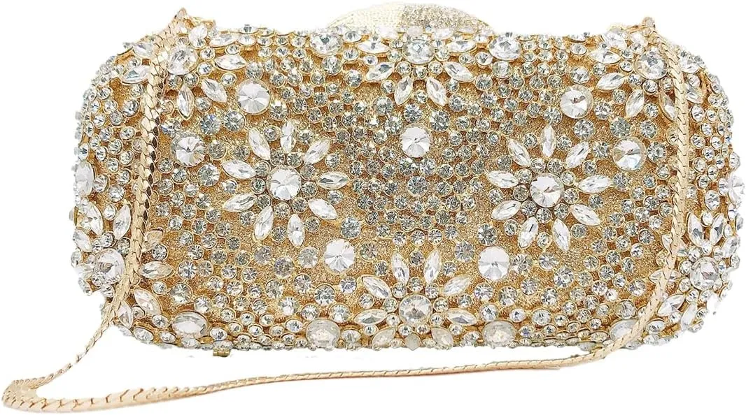 Luxury Women Rhinestone Clutch Sparkly Crystal Evening Handbag for Wedding Party Cocktail Prom Purse