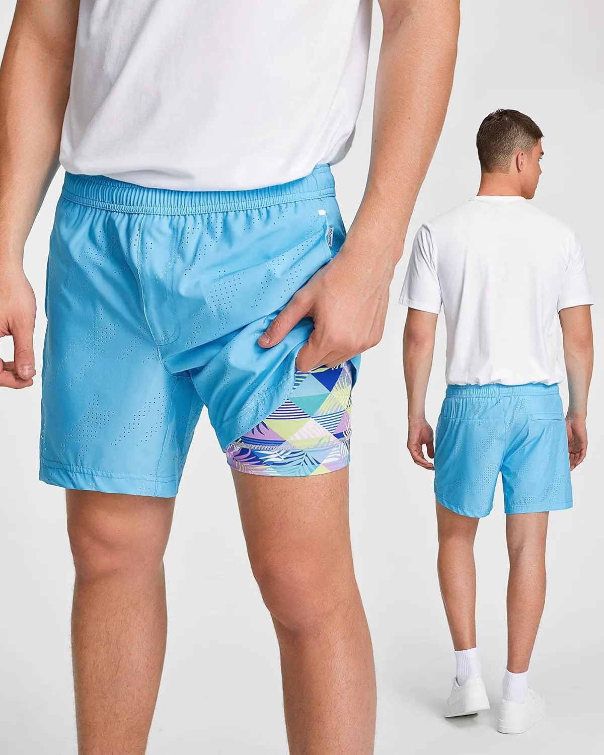 maamgic Mens Running Shorts with Compression Liner 5" Quick Dry Workout Gym Shorts Anti-Chafe 2 in 1 Athletic Shorts