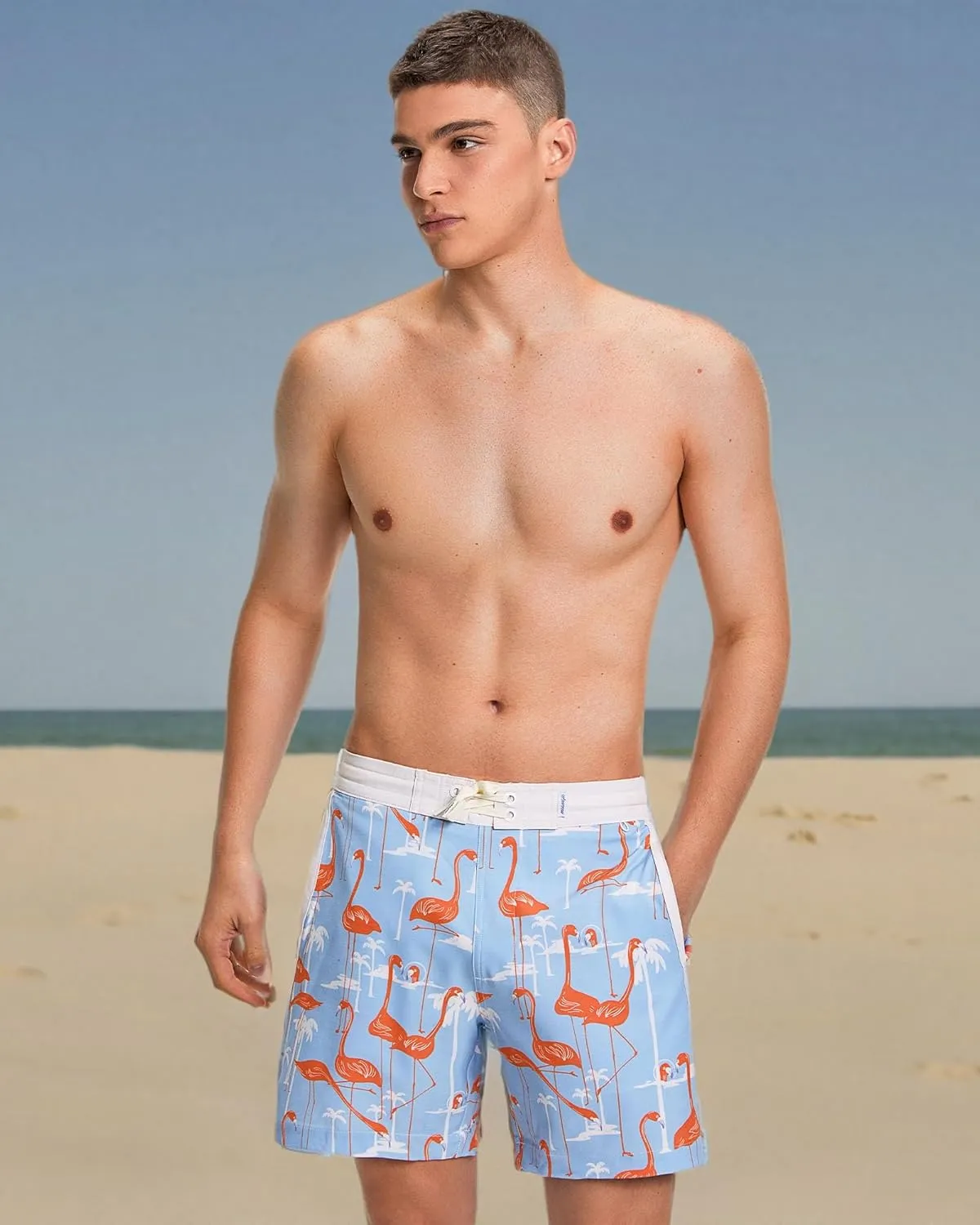 maamgic Men's Swim Trunks with Compression Liner Board Shorts Vintage Beach Shorts Quick Dry with Zipper Pockets