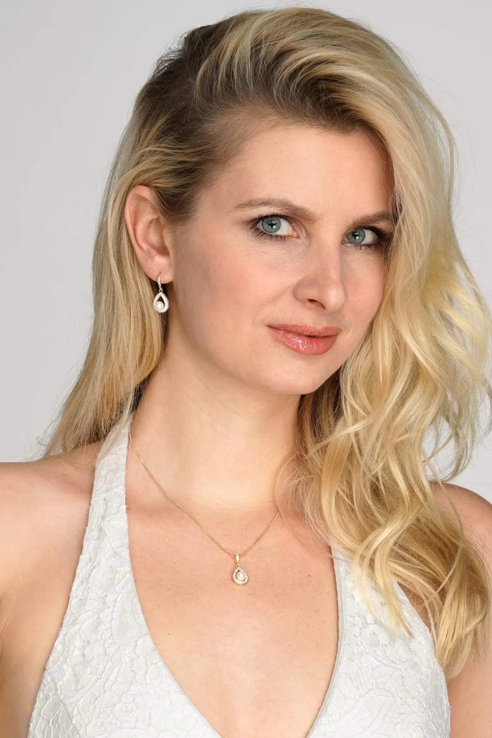 Mariell Pearl Necklace and Drop Earrings Wedding Jewelry Set for Brides, Bridesmaids, Birthday Gift