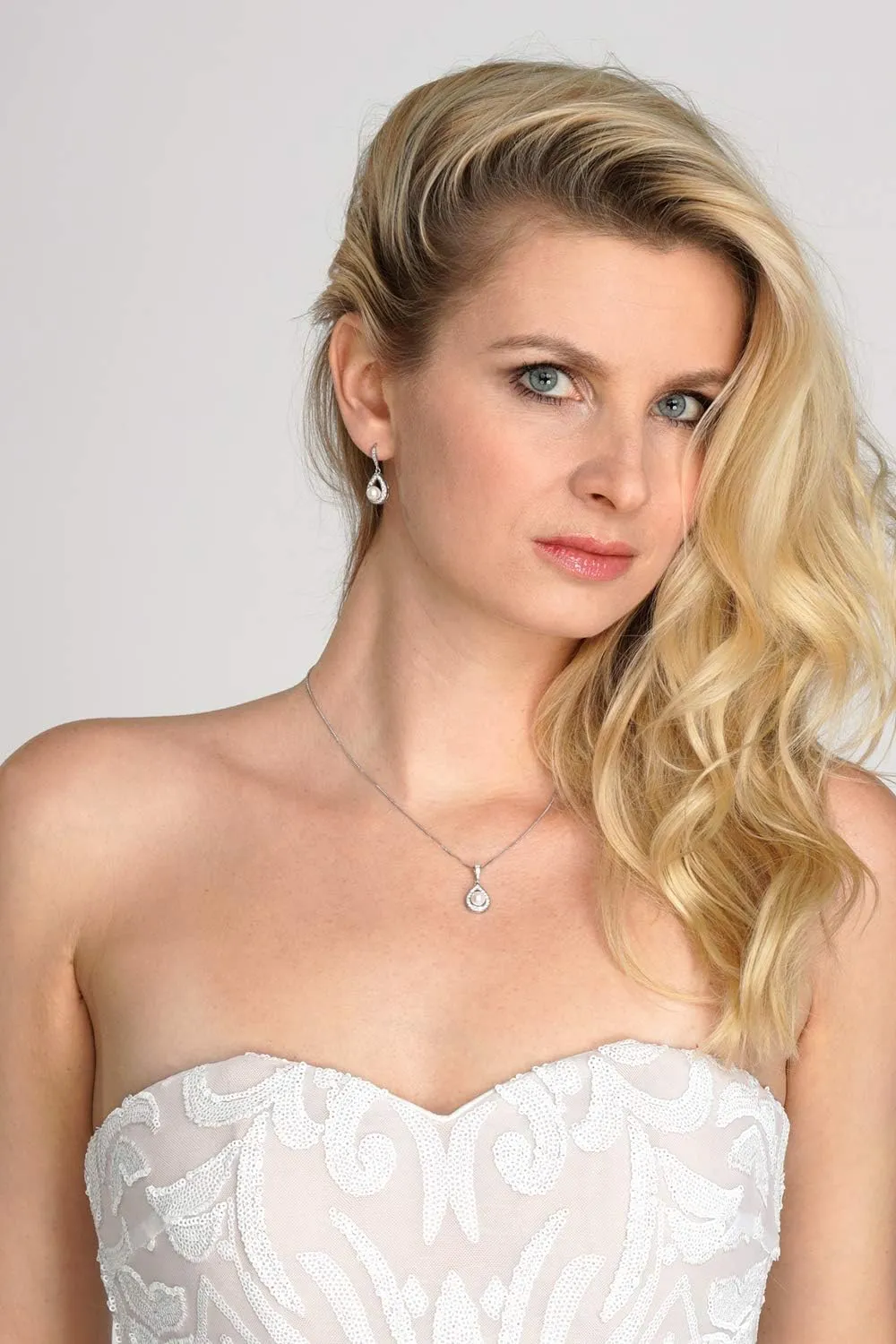 Mariell Pearl Necklace and Drop Earrings Wedding Jewelry Set for Brides, Bridesmaids, Birthday Gift