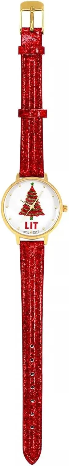 MASTOP Christmas Tree Watches for Women Santa Claus Snowflake Design 32mm Dial PU Leather Women Watch Men Christmas Gift Gold Green Silver Waistwatch Analog, Unique Fun Novelty