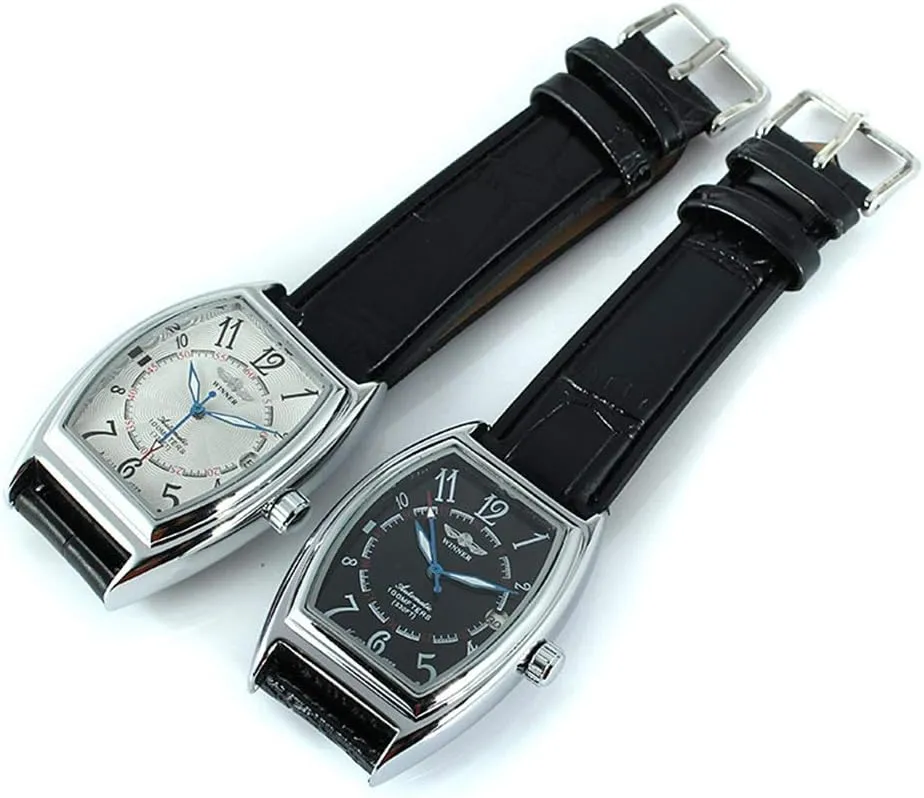 MASTOP Fashion Mens Watches Automatic Mechanical Classic Leather Band Business Self-Wind Wristwatch with Date
