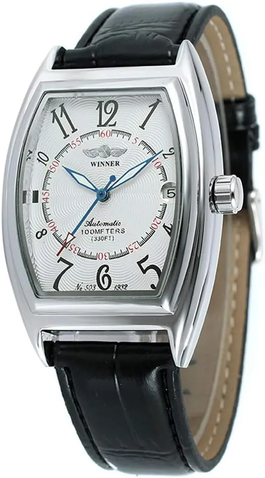 MASTOP Fashion Mens Watches Automatic Mechanical Classic Leather Band Business Self-Wind Wristwatch with Date