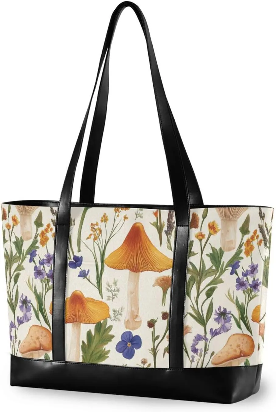 Meadow Mushroom Wildflower classy laptop case for women with zipper tote bag with zipper for ladies with diaper bolsos secret para mujeres