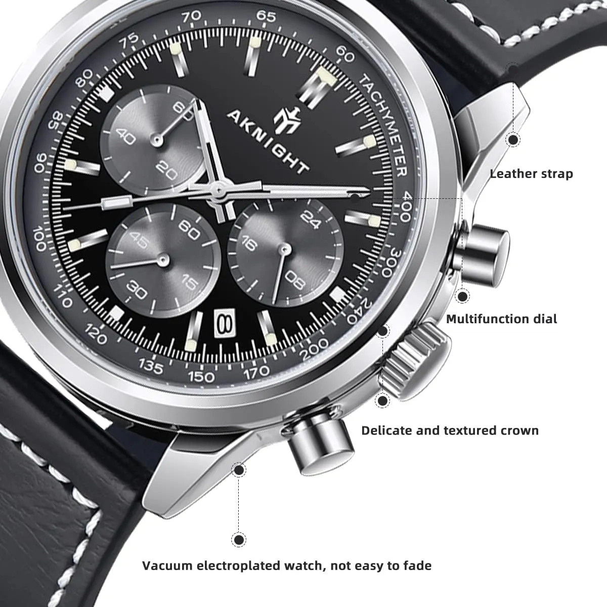Men Watch Watch for Men Waterproof Stainless Steel Chronograph Quartz Analog Fashion Business Sport Work Wrist Watches
