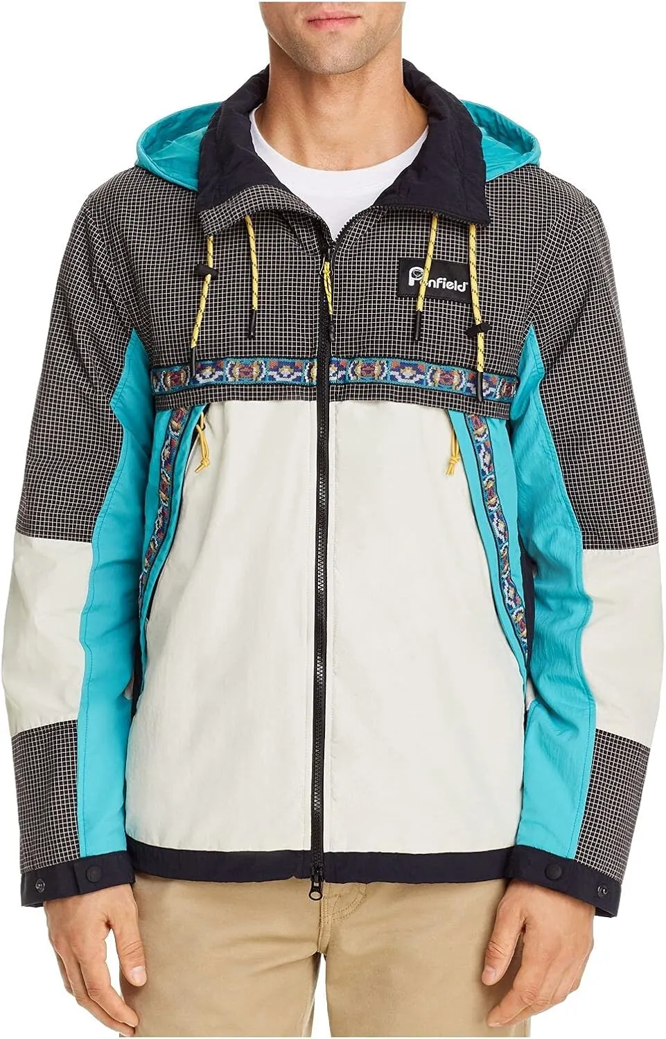 Men's Black Sagola Color Block Regular Fit Jacket