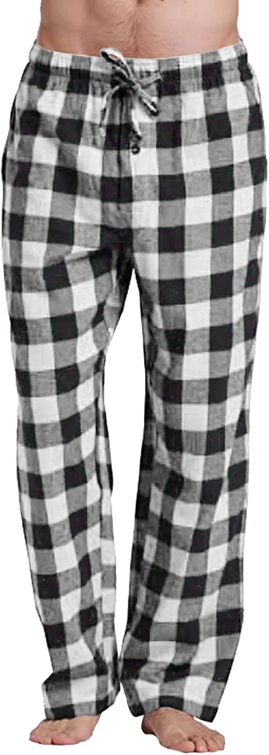Mens Buffalo Plaid Pajama Pants with Pockets Soft Comfy PJs Bottoms Sleep Loungewear