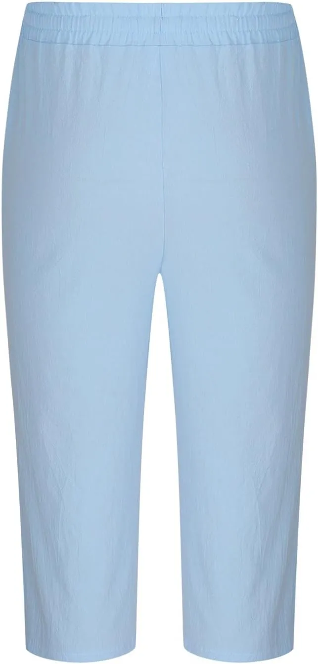 Mens Capri Pants Summer Baggy Casual Linen High Waist Drawstring Harem Pants Lightweight Solid Beach Wide Leg Capris
