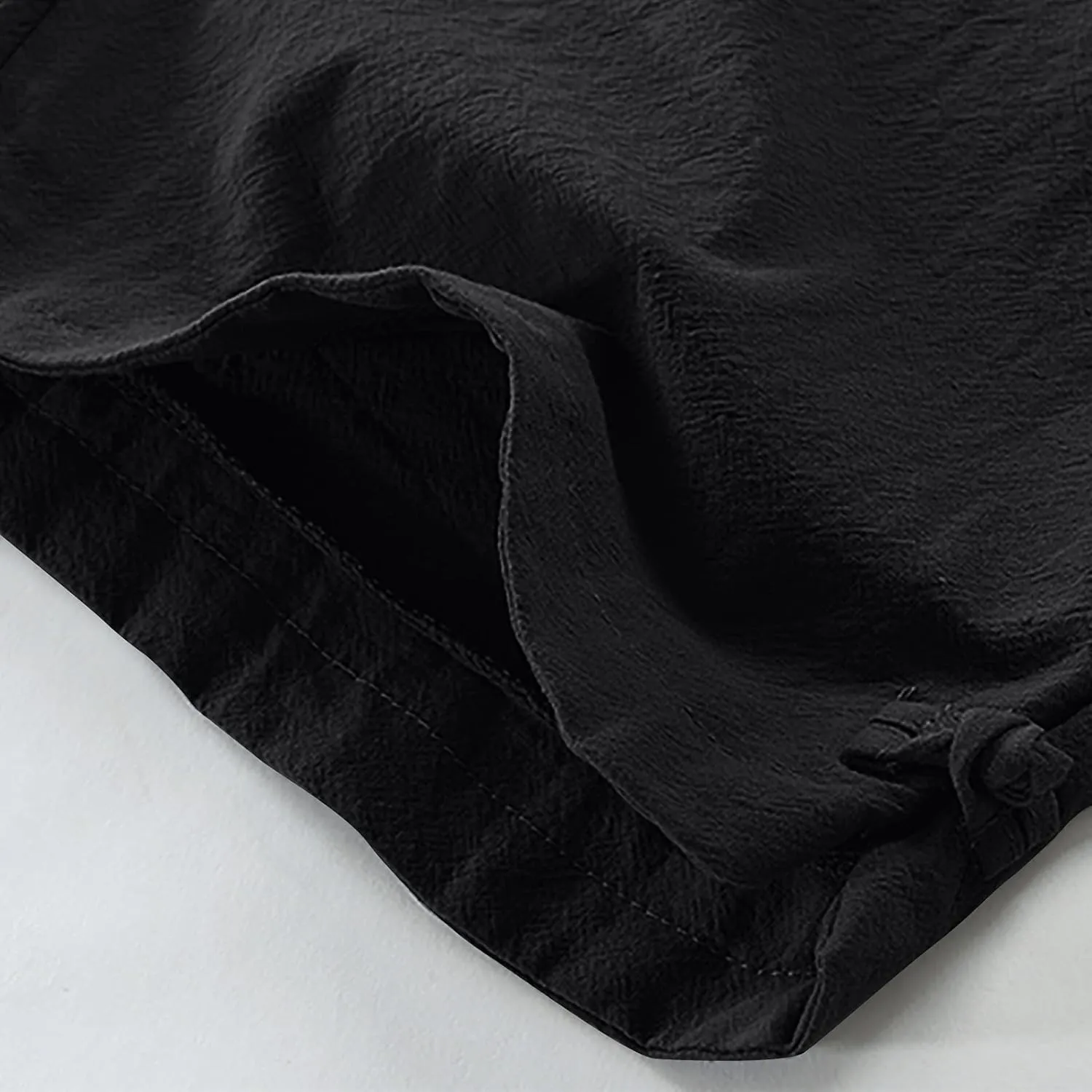 Mens Capri Pants Summer Baggy Casual Linen High Waist Drawstring Harem Pants Lightweight Solid Beach Wide Leg Capris