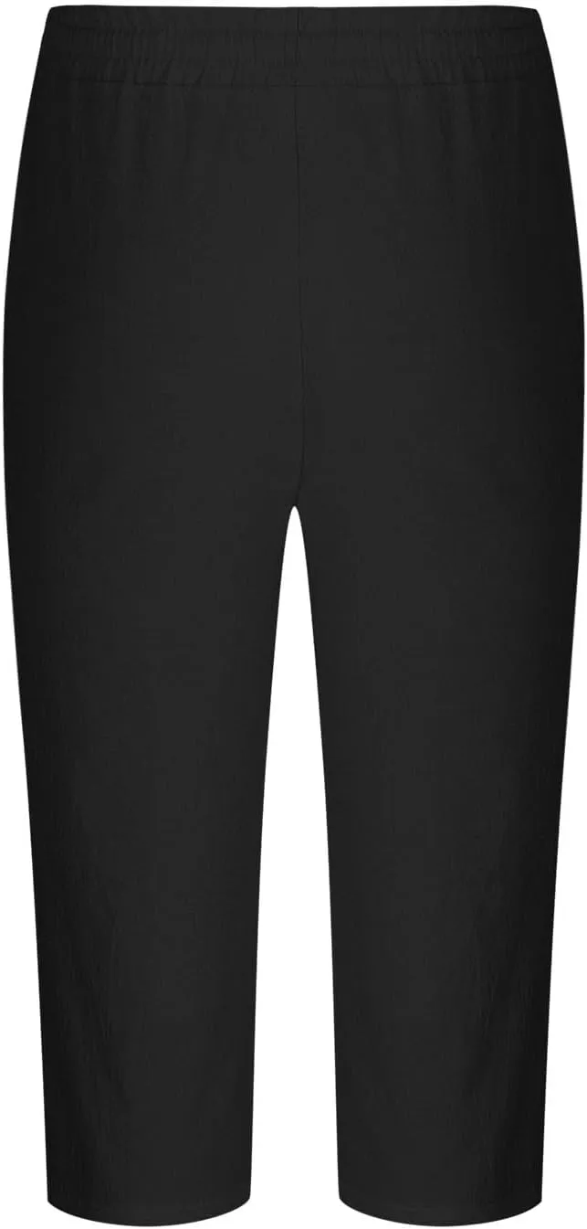 Mens Capri Pants Summer Baggy Casual Linen High Waist Drawstring Harem Pants Lightweight Solid Beach Wide Leg Capris