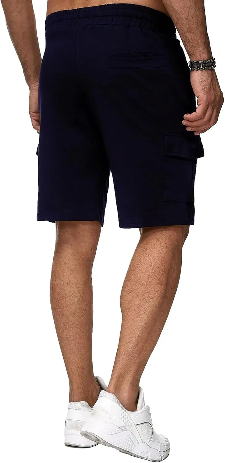 Mens Cargo Shorts Elastic Waistband Multi Pockets Casual Work Shorts for Men Loose Fit Lightweight Gym Workout Running Shorts