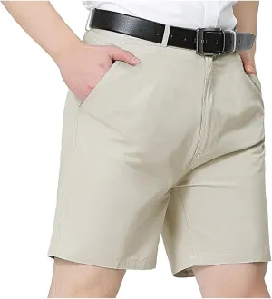 Mens Casual Shorts Cotton Slim Fit Chino Shorts Summer Flat Front Shorts with Pockets Travel Hawaii Lounge Holiday Beach
