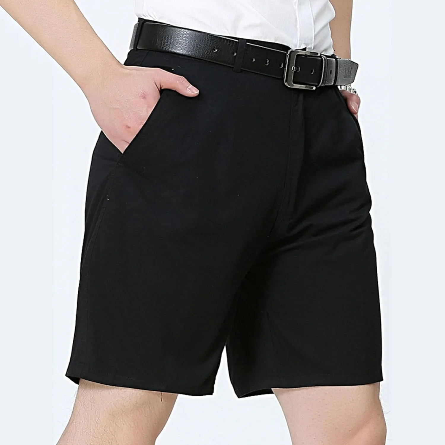 Mens Casual Shorts Cotton Slim Fit Chino Shorts Summer Flat Front Shorts with Pockets Travel Hawaii Lounge Holiday Beach