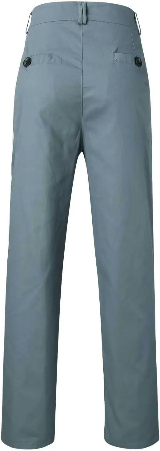Mens Chino Pants Slim Fit Flat Front Stretch Skinny Straight Leg Classic Twill Dress Pants with Pockets