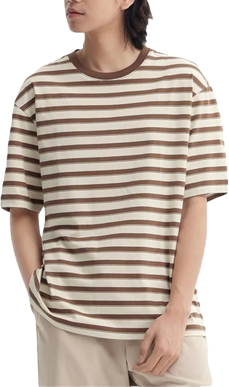 Men's Color-Block Striped T-Shirt, Classic Summer Streetwear