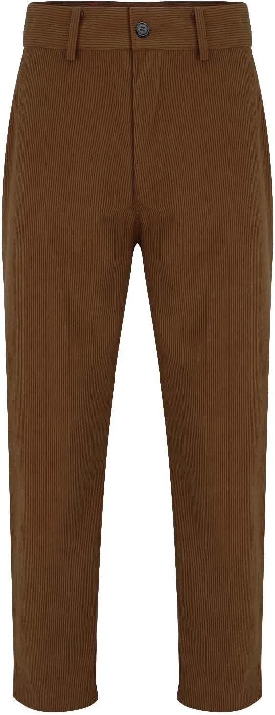 Mens Corduroy Pants Slim Fit Straight Leg Spring Casual Warm Up Pleated Pants Flat-Front Stretch Chino Work Trousers