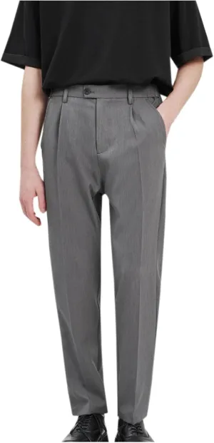 Men's Dress Pants Slim Fit Business Casual Office Trousers Stylish Straight Leg Bottoms for Work