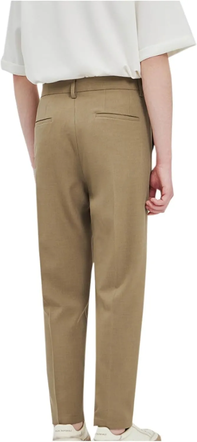 Men's Dress Pants Slim Fit Business Casual Office Trousers Stylish Straight Leg Bottoms for Work