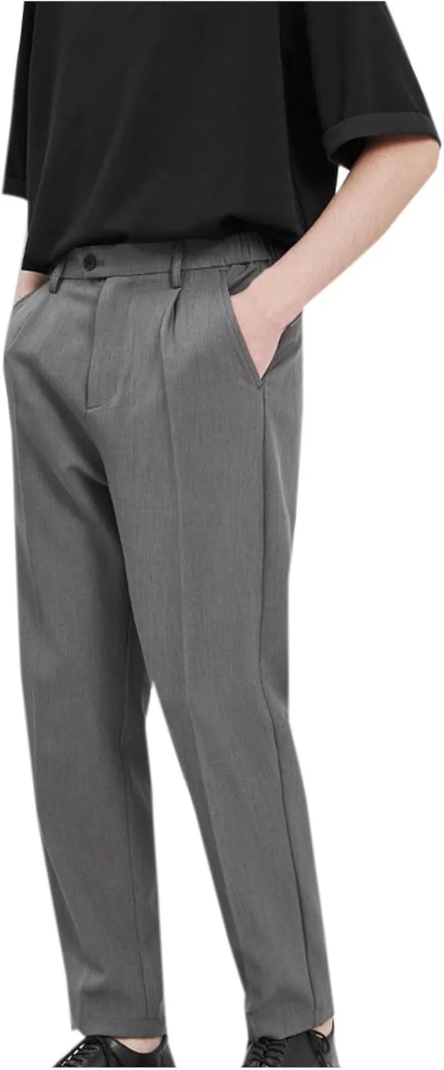 Men's Dress Pants Slim Fit Business Casual Office Trousers Stylish Straight Leg Bottoms for Work