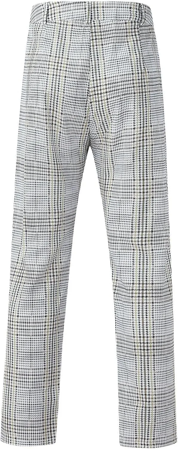 Mens Fashion Dress Pants Plaid Skinny Slim Fit Suit Pants Stretch Regular Fit Business Casual Floral Pencil Chinos Pants