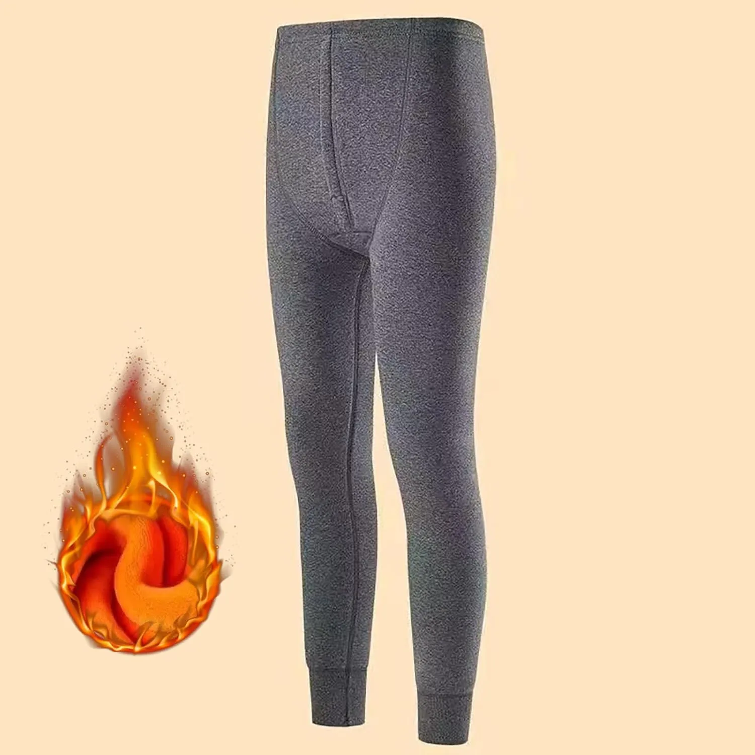 Men's Fleece Lined Leggings Thermal Plain Warm Tights Cold Weather Base Layer Bottoms Slim Fit Winter Baselayer Pants
