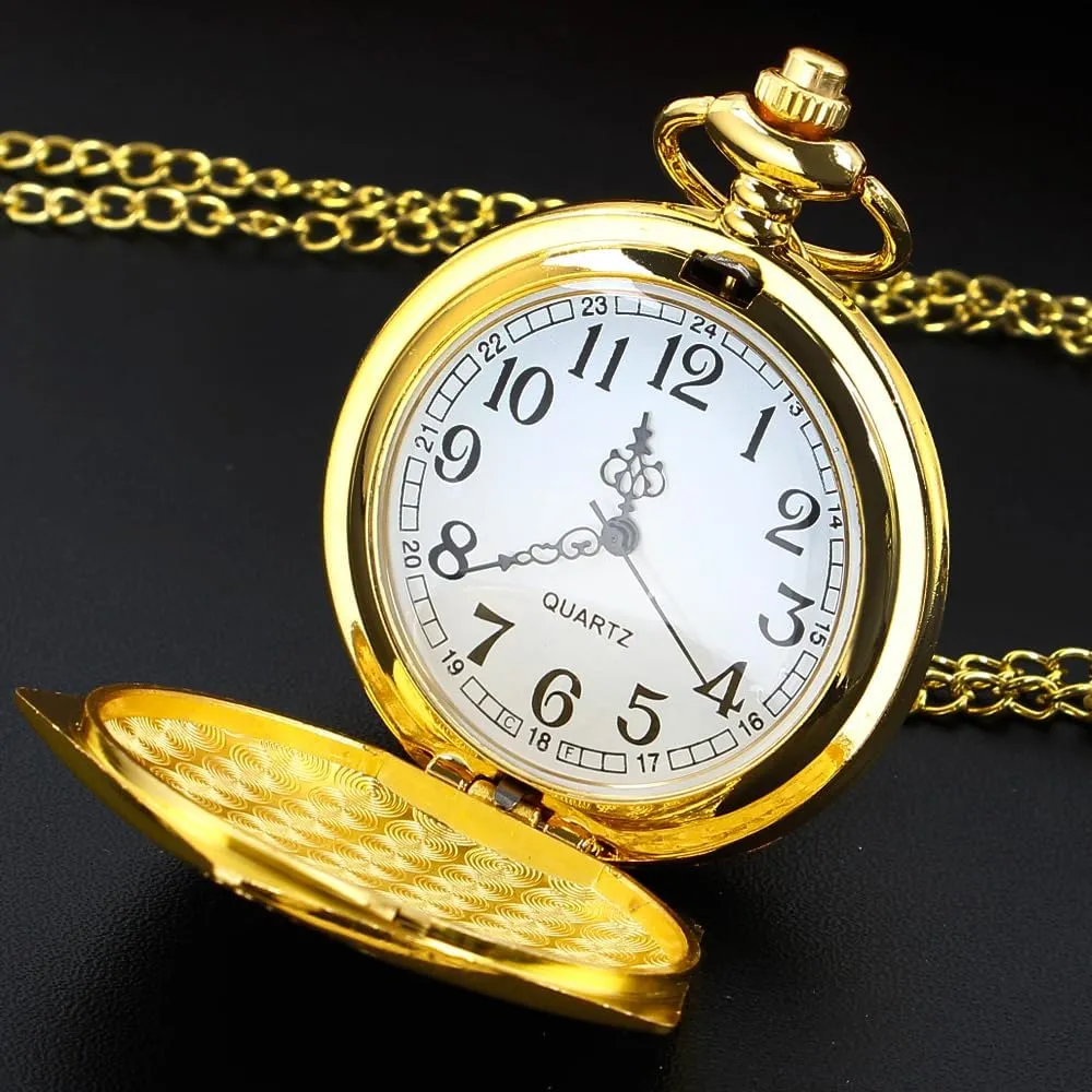 Men's Pocket Watch, Arabic Digital Dial Pocket Watches with Chain for Men