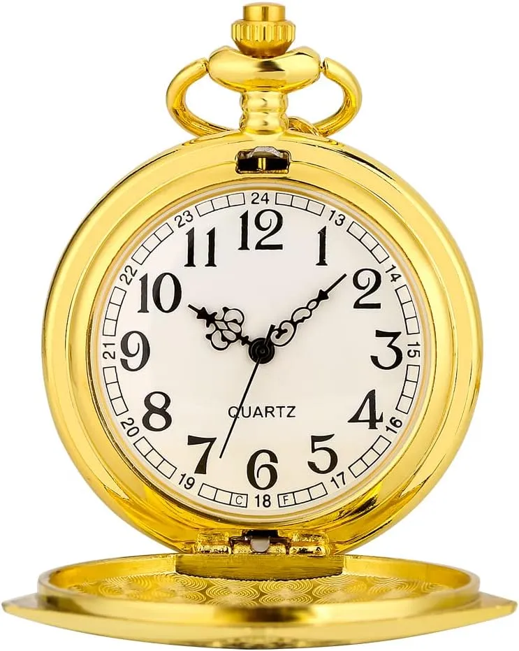 Men's Pocket Watch, Arabic Digital Dial Pocket Watches with Chain for Men