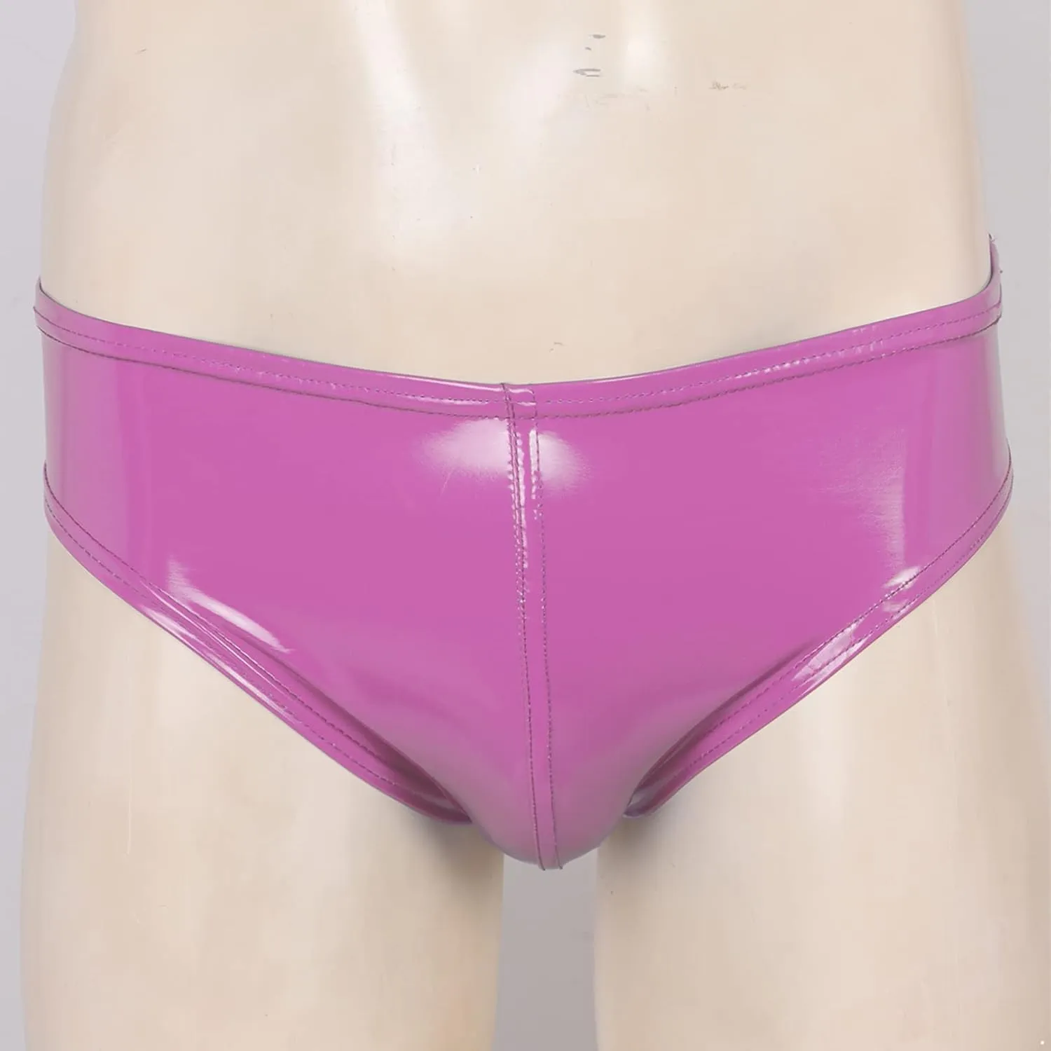 Mens Shiny Metallic Faux Leather Underwear Support Briefs Swim Bottoms Bikini Hot Pants