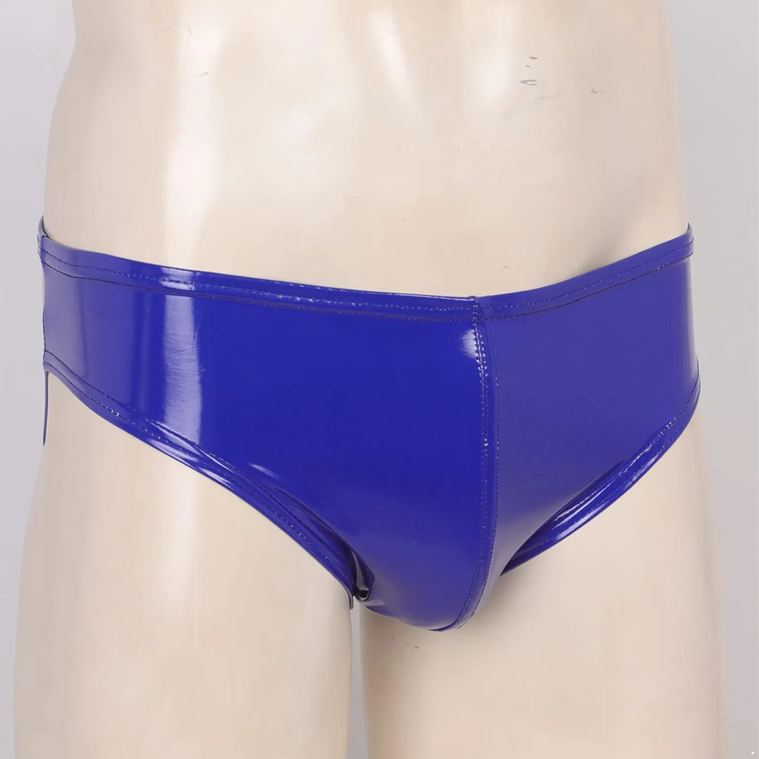 Mens Shiny Metallic Faux Leather Underwear Support Briefs Swim Bottoms Bikini Hot Pants