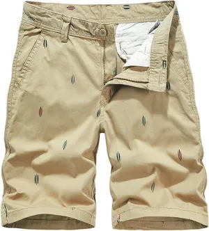 Men's Slim-Fit 5" Flat-Front Comfort Stretch Chino Shorts Casual Summer Beach Shorts Mid-Waist Athletic Golf Cargo Shorts