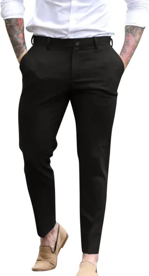 Mens Slim Fit Dress Pants Casual Business Work Skinny Stretch Golf Pants Breathable Flat-Front Chino Pant Tapered Suit Pants