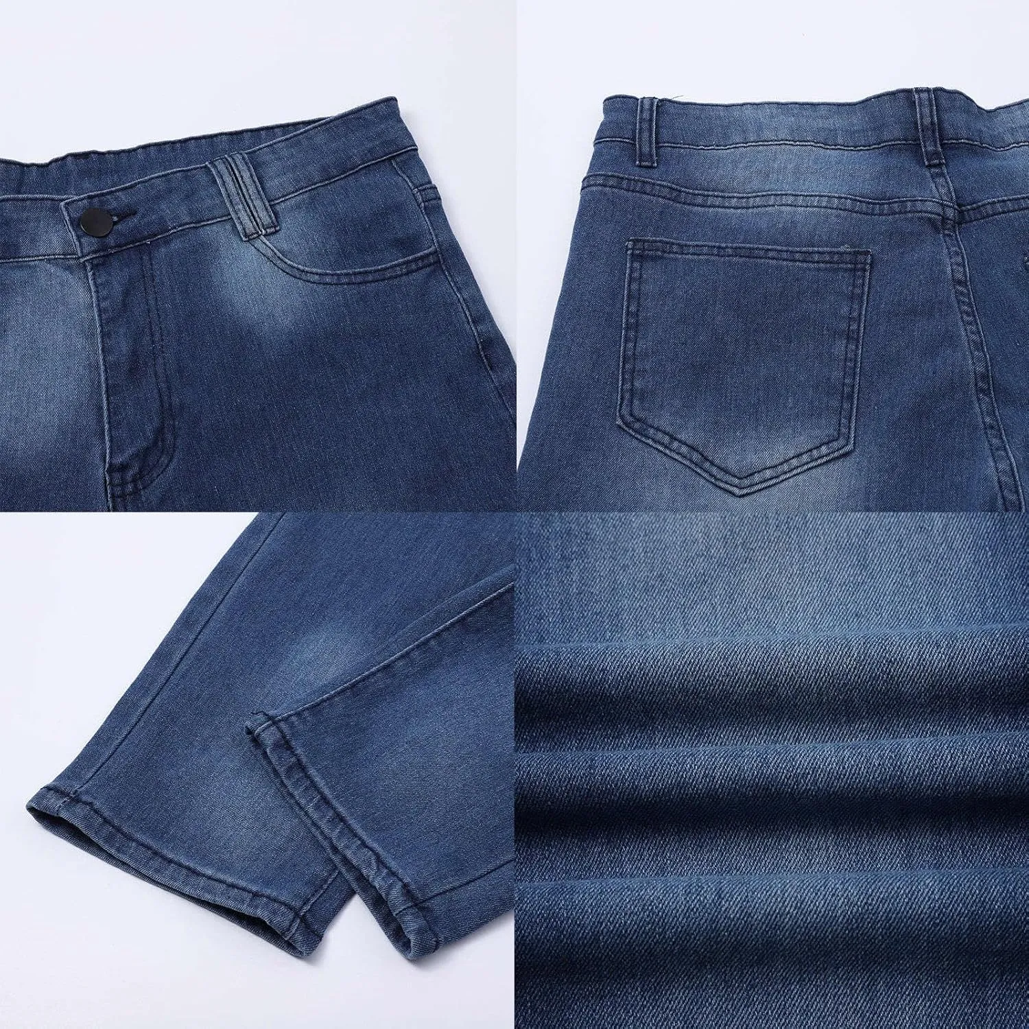 Mens Slim Fit Skinny Denim Pants Straight Leg Vintage Distressed Casual Jeans Classic Biker Jean Outdoor Streetwear Trousers
