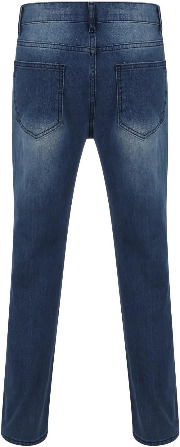Mens Slim Fit Skinny Denim Pants Straight Leg Vintage Distressed Casual Jeans Classic Biker Jean Outdoor Streetwear Trousers