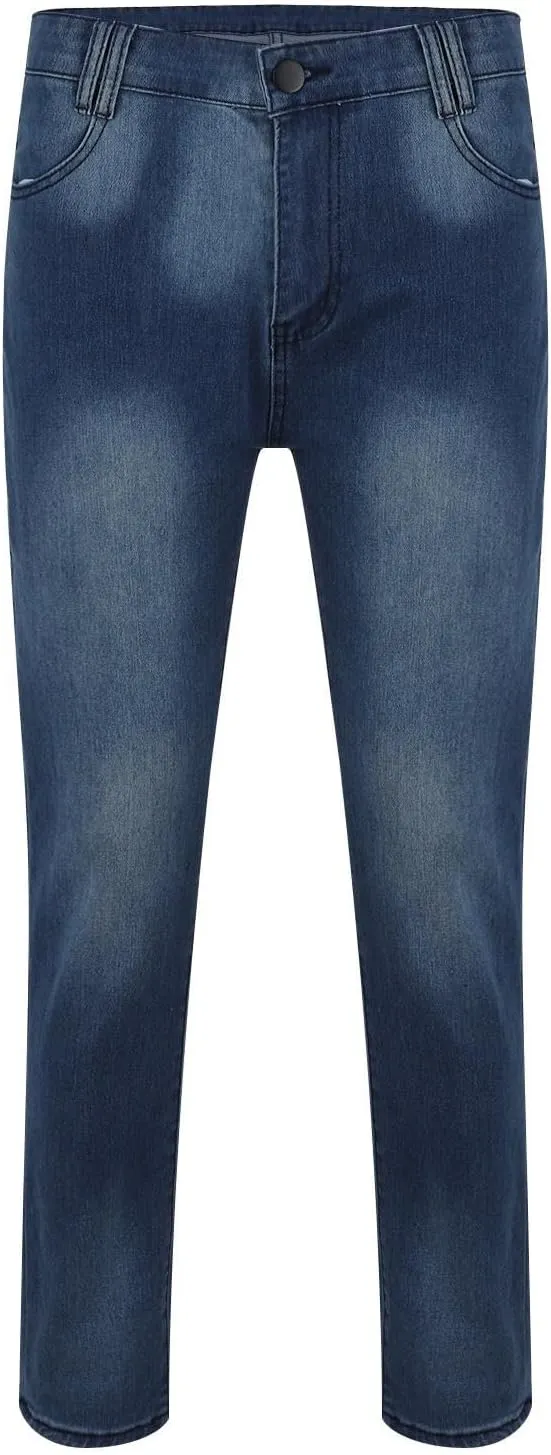Mens Slim Fit Skinny Denim Pants Straight Leg Vintage Distressed Casual Jeans Classic Biker Jean Outdoor Streetwear Trousers