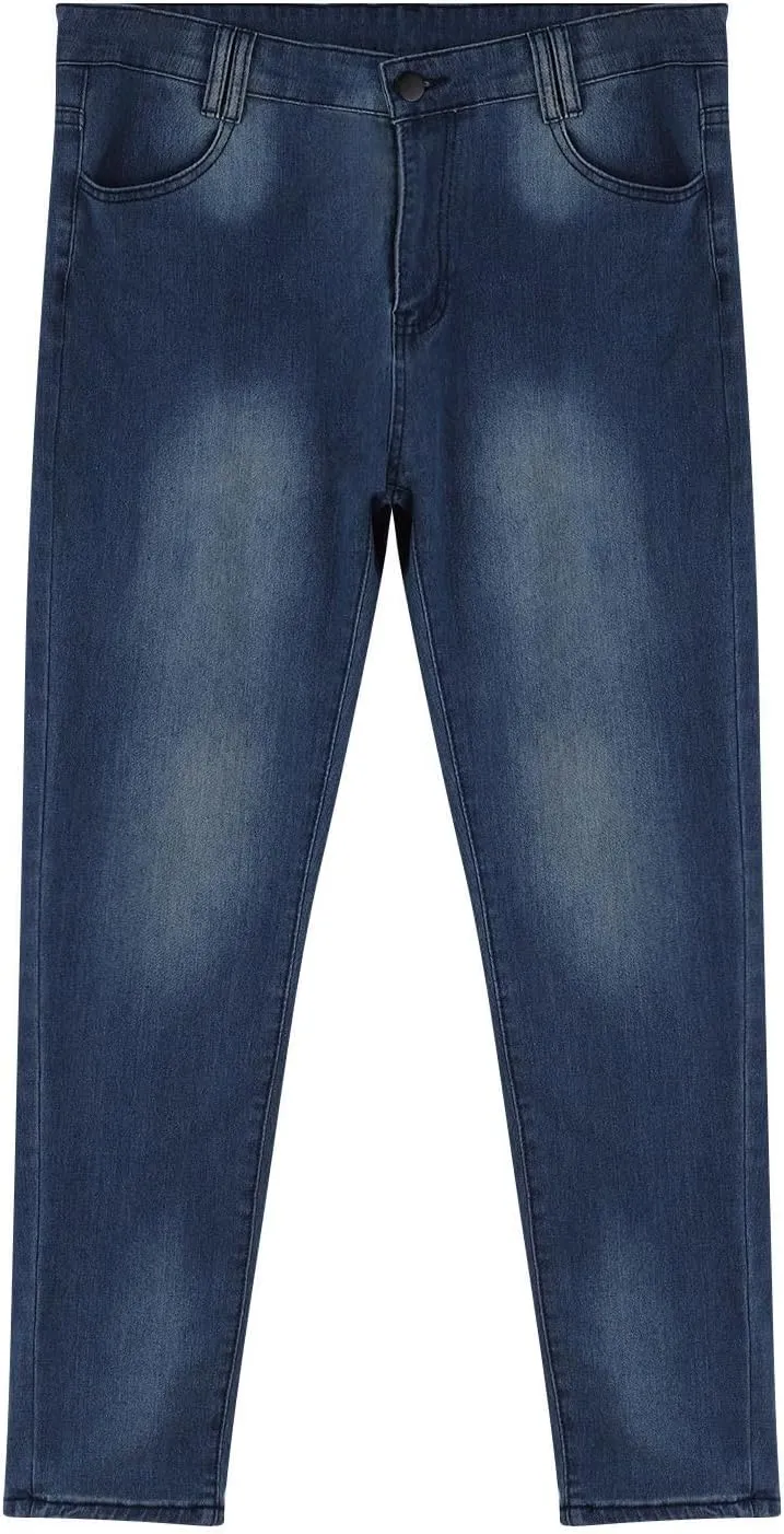 Mens Slim Fit Skinny Denim Pants Straight Leg Vintage Distressed Casual Jeans Classic Biker Jean Outdoor Streetwear Trousers