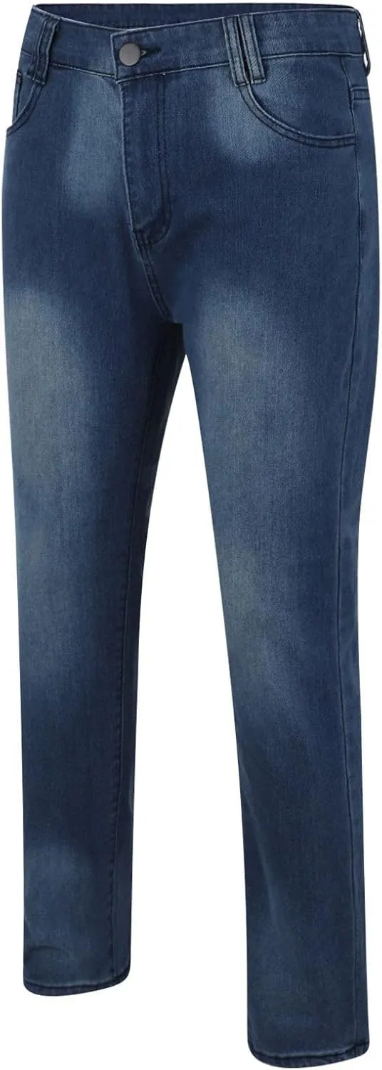 Mens Slim Fit Skinny Denim Pants Straight Leg Vintage Distressed Casual Jeans Classic Biker Jean Outdoor Streetwear Trousers