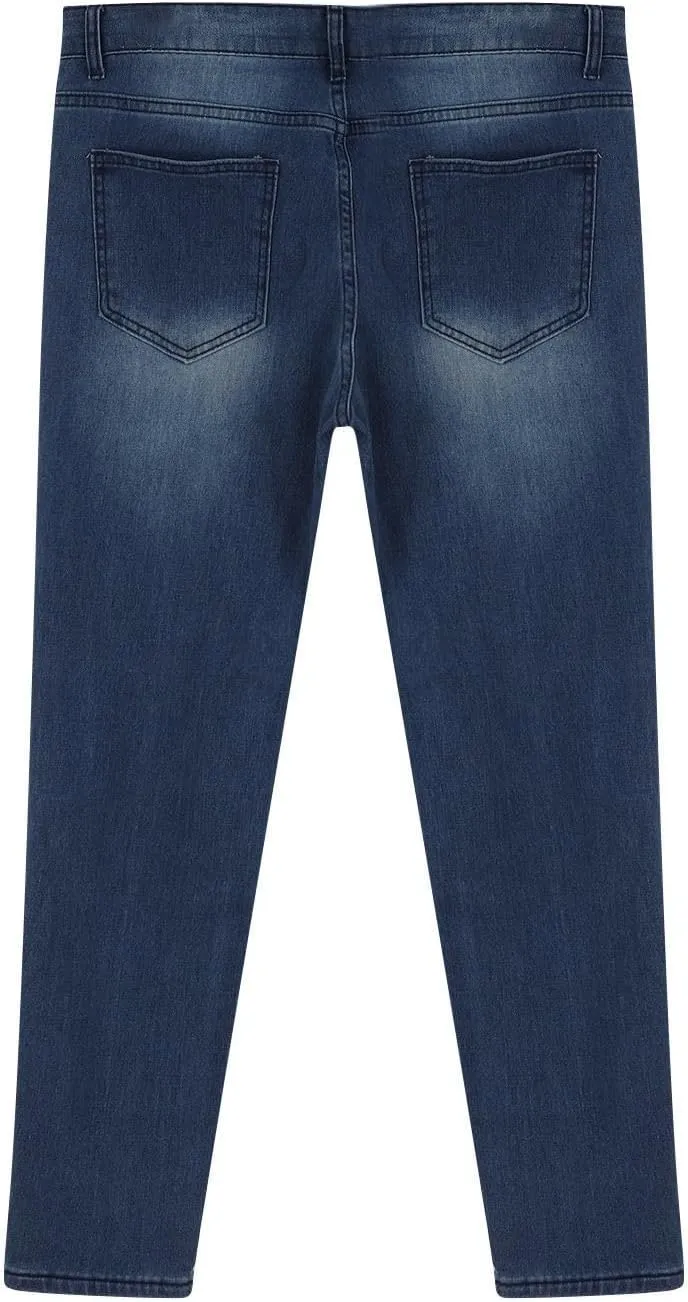 Mens Slim Fit Skinny Denim Pants Straight Leg Vintage Distressed Casual Jeans Classic Biker Jean Outdoor Streetwear Trousers