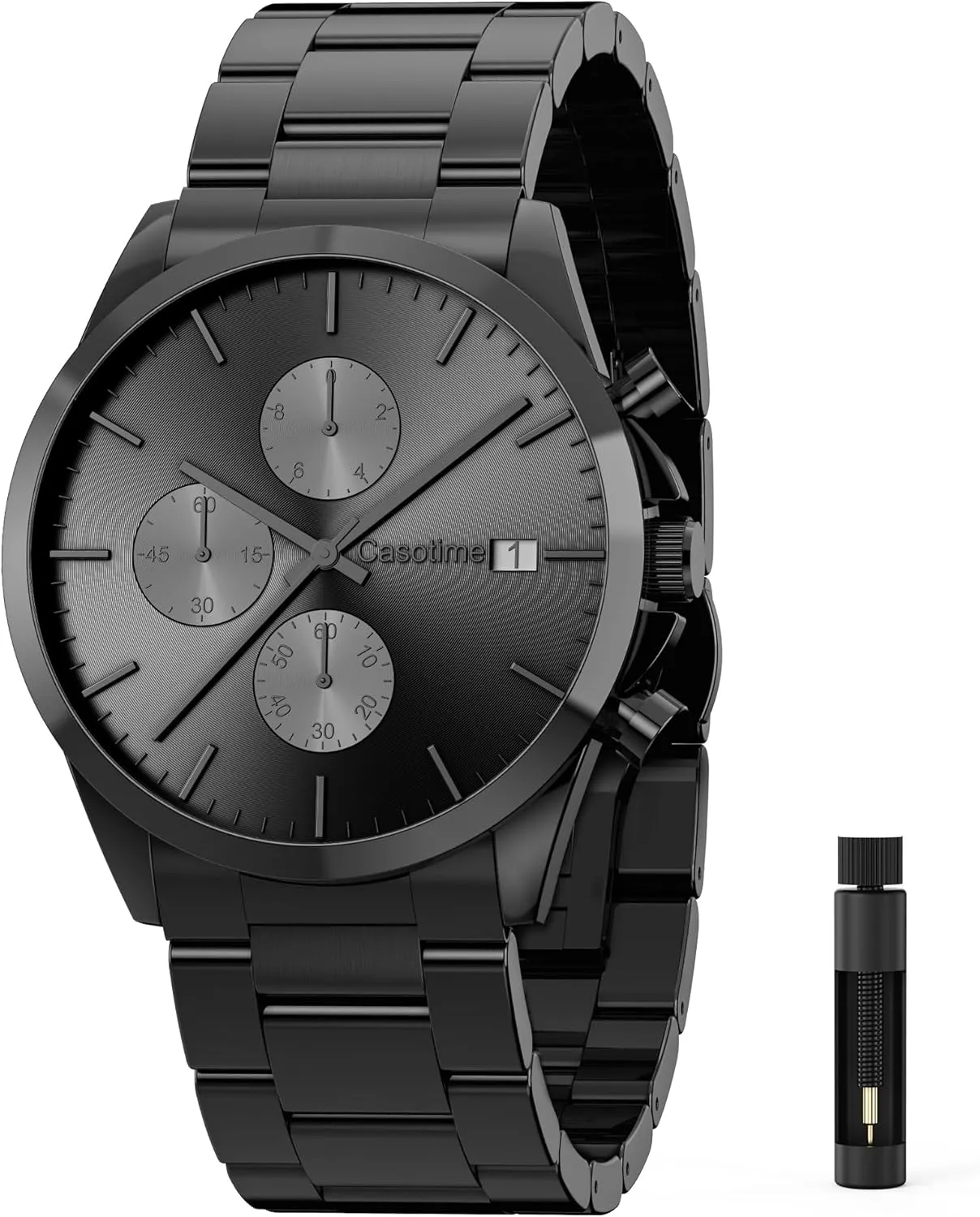 Men's Stainless Steel Chronograph Watch 30M Waterproof Analog Quartz Date Display, Luxury Casual Classic Fashion Dress Watch with Stainless Steel Band, Elegant Gift for Men