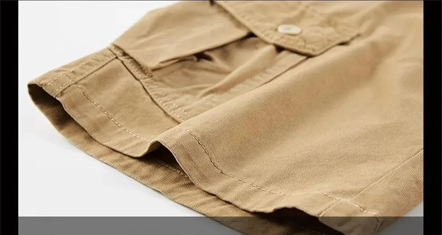 Men's Straight Leg Sports Cargo Shorts Summer Cotton Outdoor Slim Fit Shorts